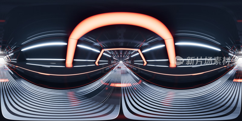 科技感未来感隧道360度VR全景图3D渲染