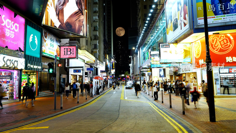 香港中秋月亮城市照片摄影太平山上赏月夜景