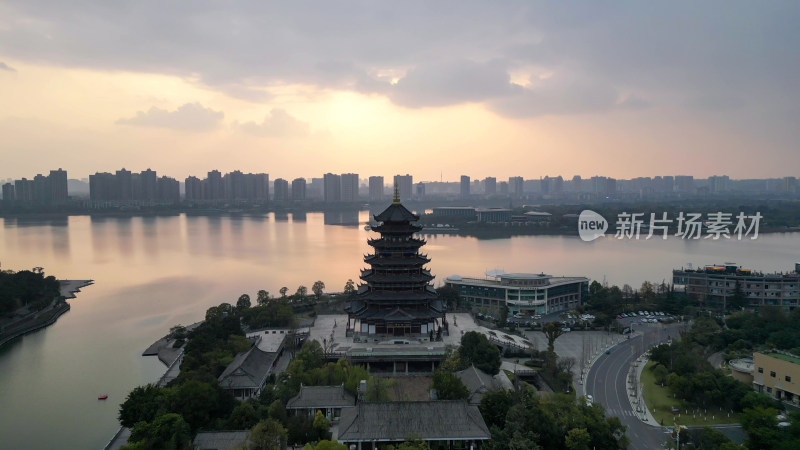 航拍四川遂宁临仙阁景区