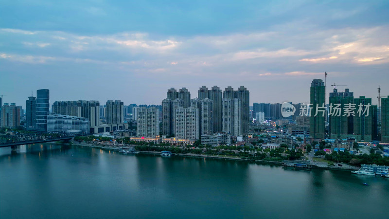 航拍湖北襄阳建设襄阳大景