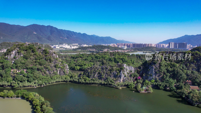 广东肇庆星湖景区七星山5A景区航拍