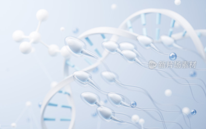 精子细胞与生物科技背景3D渲染