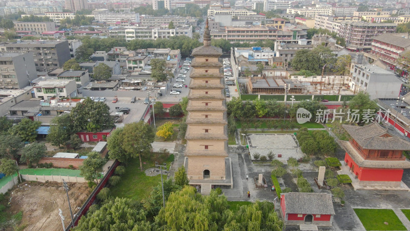 航拍石家庄正定古城开元寺