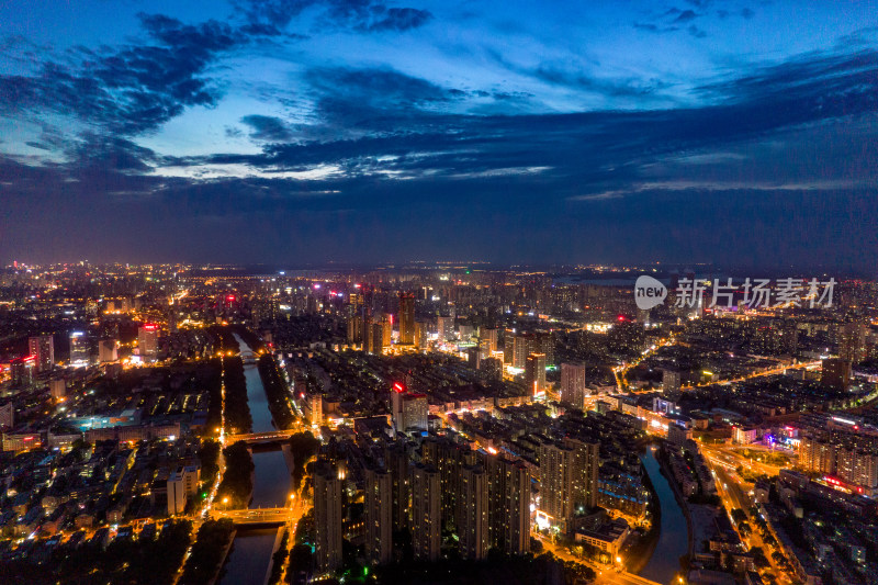 安徽合肥城市大景夜景灯光航拍图