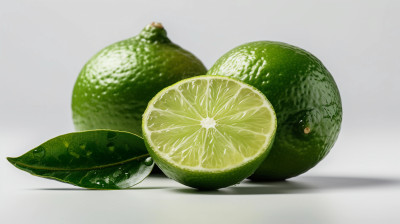 新鲜可口美味的绿色柠檬