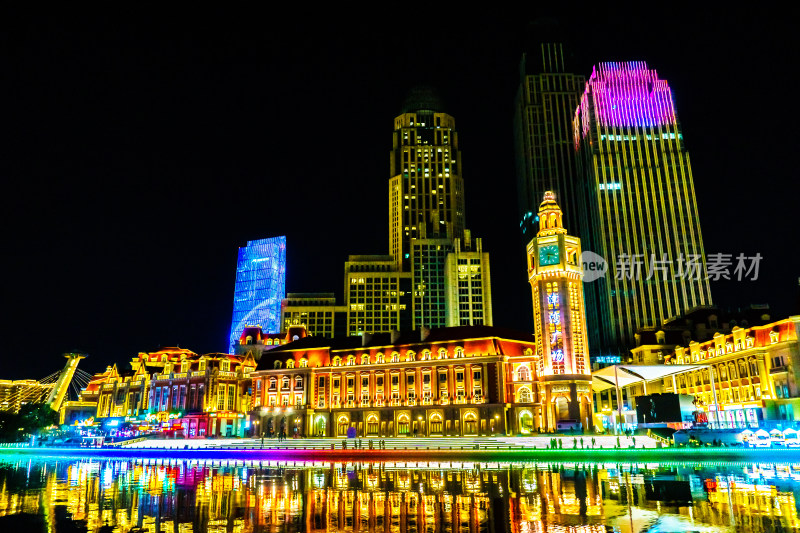 天津市地标津湾广场夜景