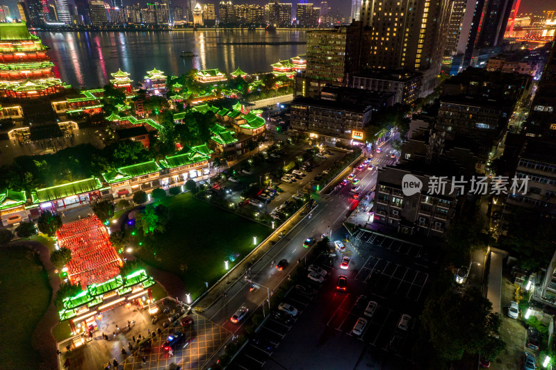 江西南昌滕王阁夜景航拍图