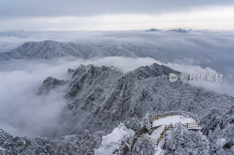 山川大雪云海航拍风景观景台