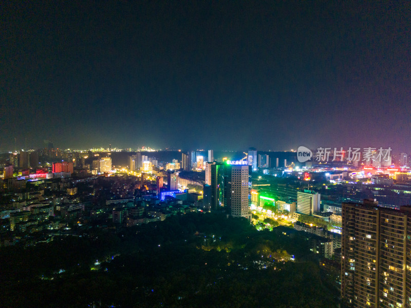 九江站周边夜景灯光航拍图