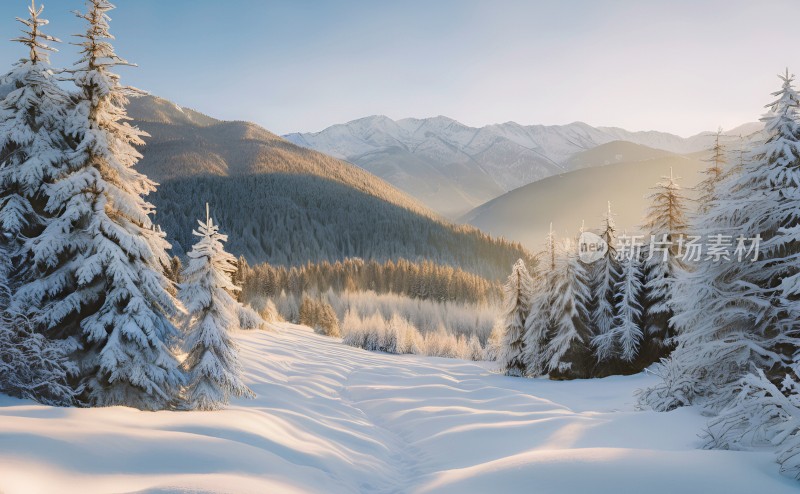 冬季森林白雪覆盖风景