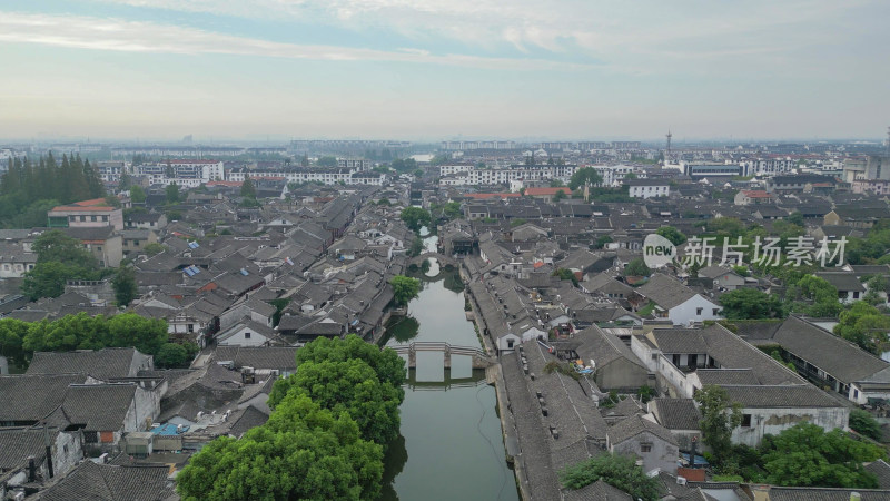 航拍浙江嘉兴西塘古镇5A景区