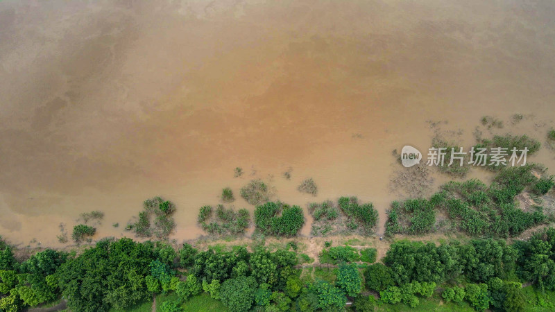 航拍湖南株洲湘江洪水