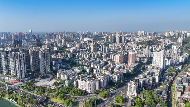 航拍四川自贡大景自贡城市建设摄影图