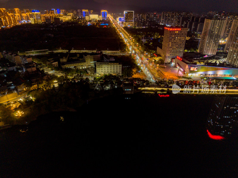 江西上饶城市夜景航拍图