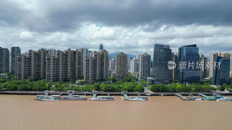 航拍温州城市建设温州城市天际线