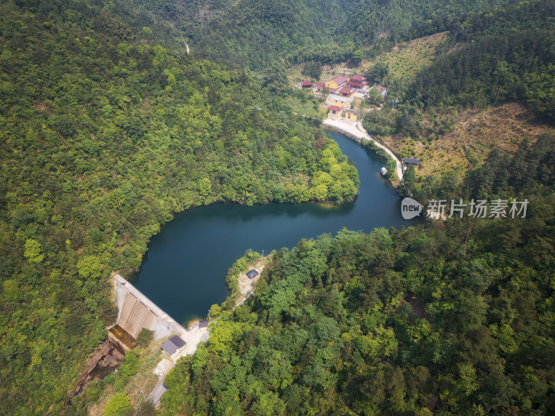 杭州临安区龙门寺水库航拍