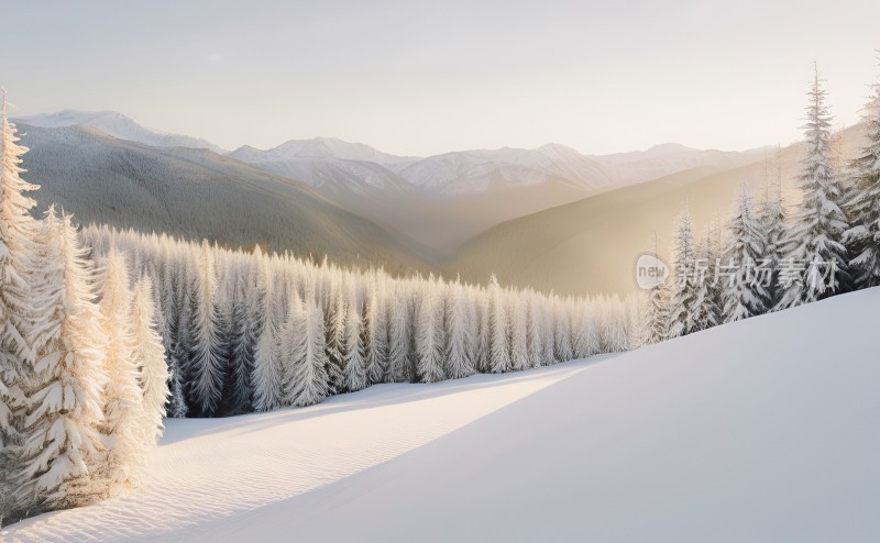 冬季森林白雪覆盖风景