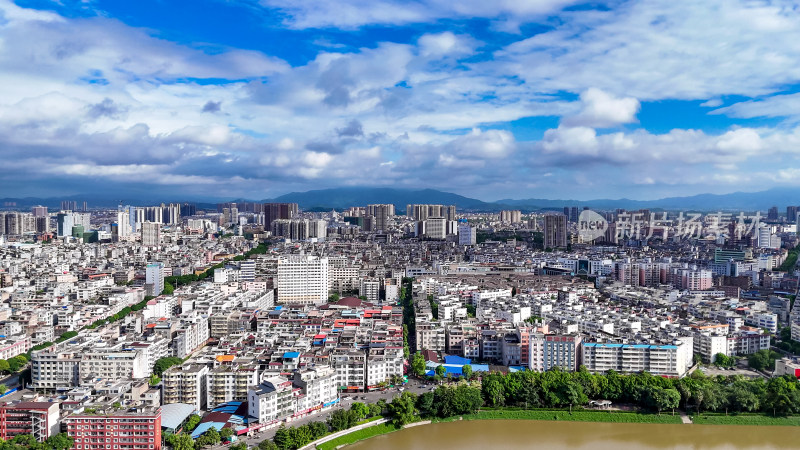 玉林城市大景城市全景航拍图