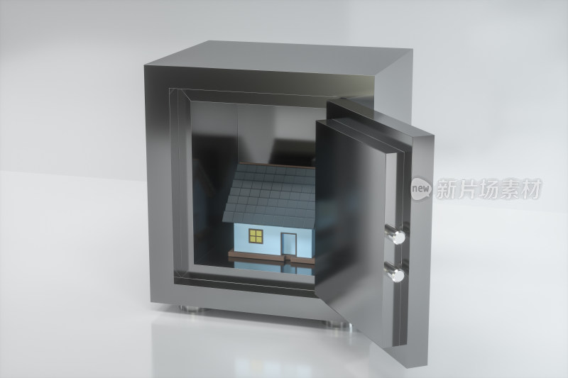 保险箱内的房屋模型 三维渲染