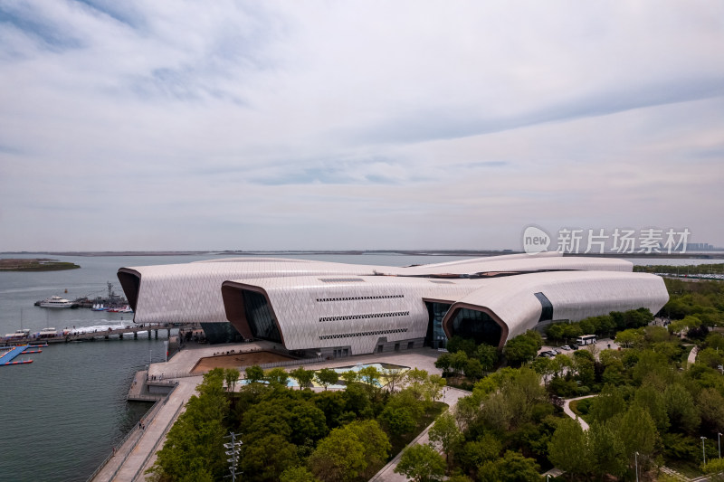 天津生态城国家海洋博物馆城市建筑风光航拍