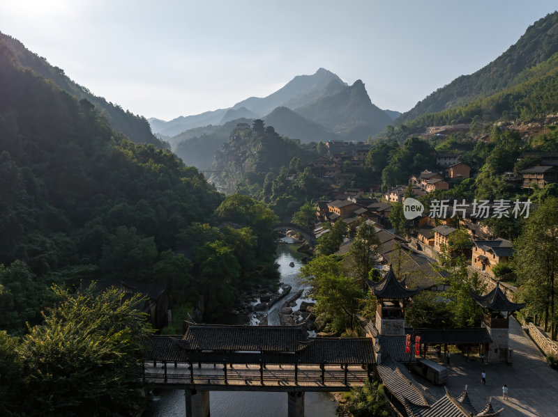 江西上饶网红景点望仙谷日出蓝调灯光航拍