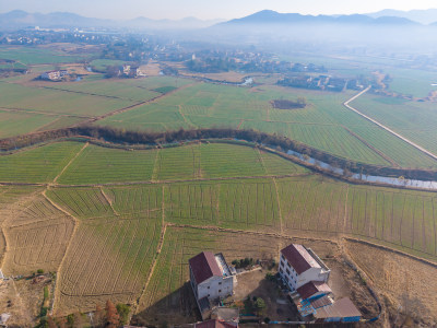 乡村田园风光航拍全景