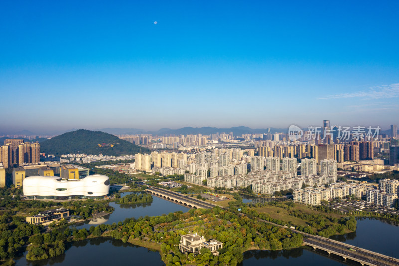 杭州滨江区白马湖景区航拍