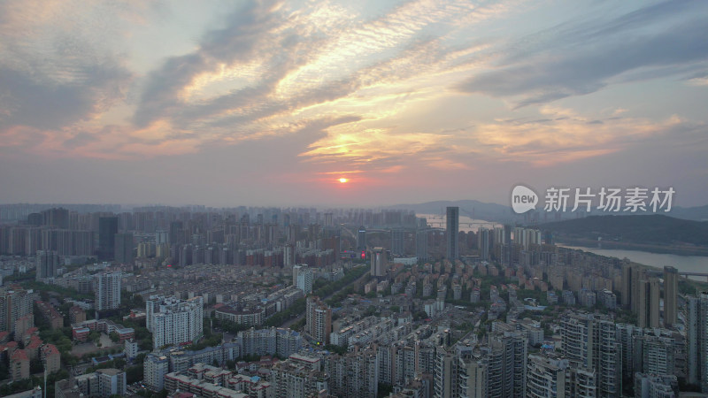 航拍湖南株洲大景株洲建设