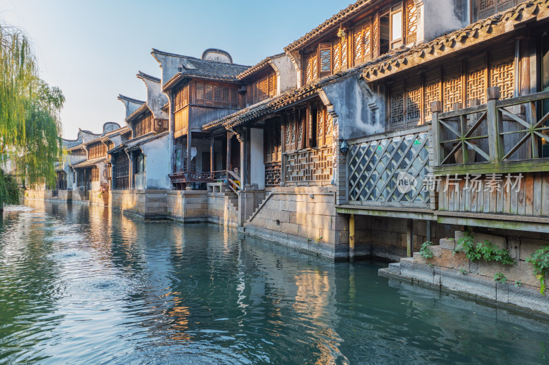 江南水乡河道旁民居建筑-嘉兴月河历史街区