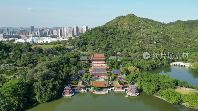 航拍广东珠海圆明新园