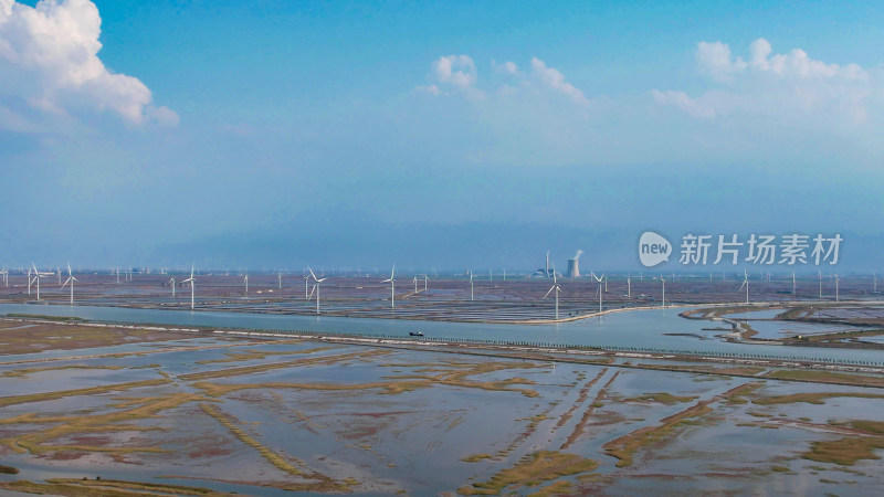 新能源风车发电电网航拍图