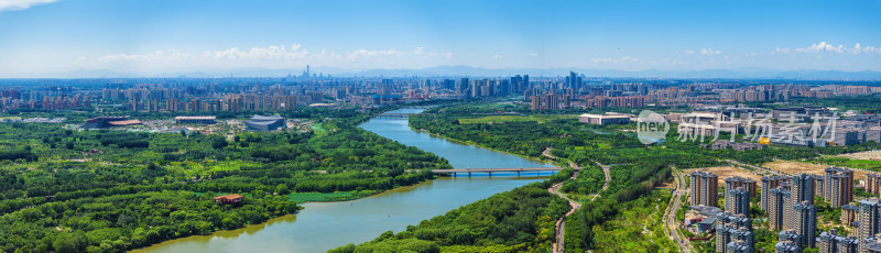 北京通州区京杭大运河北运河城市副中心全景