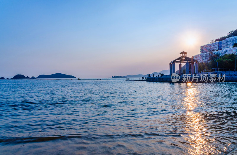 香港浅水湾沙滩海景与夕阳落日