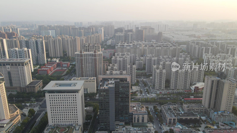 航拍河北石家庄城市建设