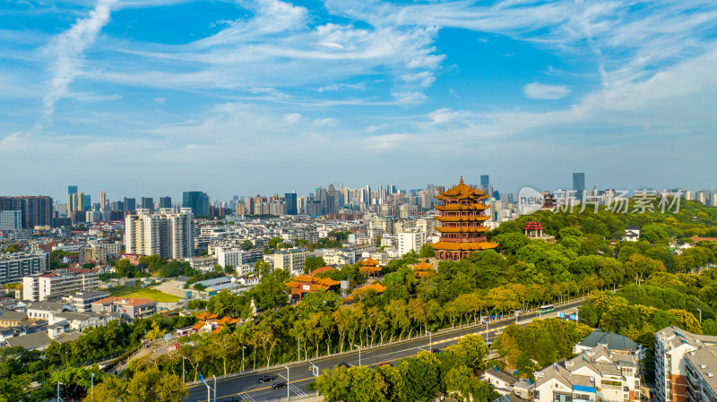 湖北武汉地标建筑黄鹤楼及其景区