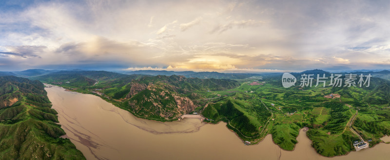 河北张家口赤城云州水库白河沿岸风光全景