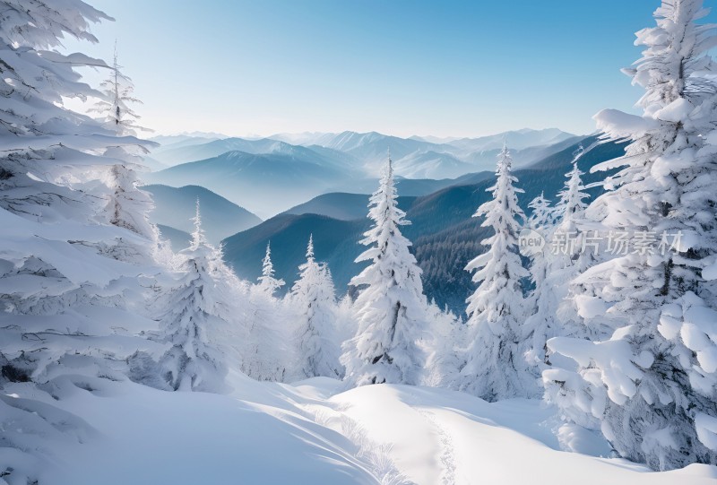 冬季森林白雪覆盖风景