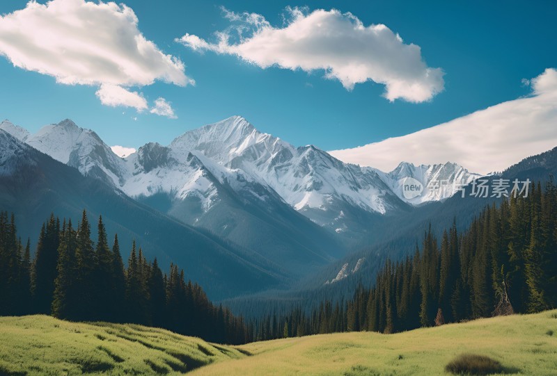 雪山高原草原森林风景