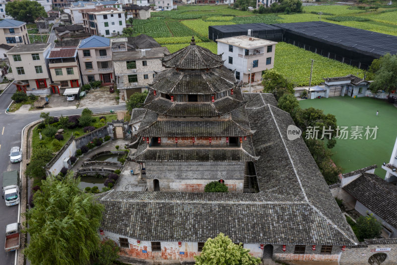 福建连城永隆廊桥景区晨曦航拍