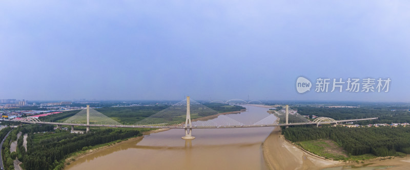 山东济南建邦黄河大桥航拍全景