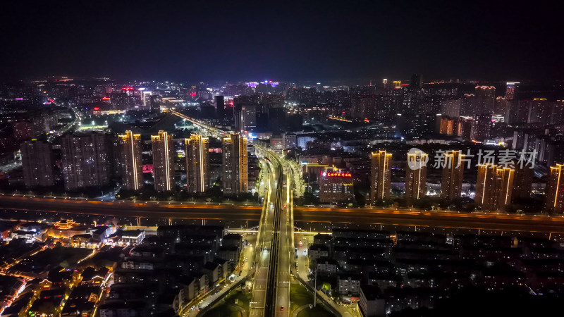 安徽芜湖城市夜景灯光航拍