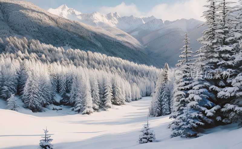 冬季森林白雪覆盖风景