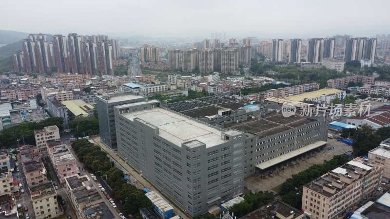 航拍广东省东莞市清溪镇城市风光