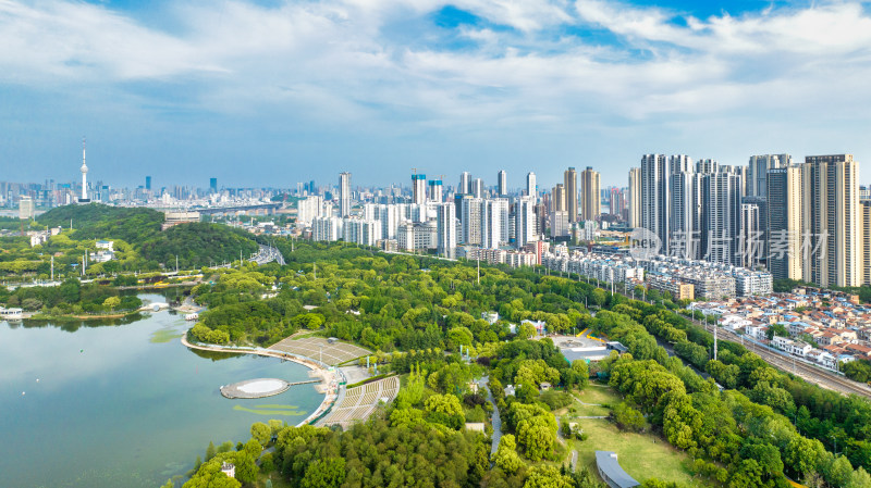 湖北武汉月湖风景区附近航拍