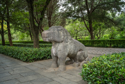 南京钟山明孝陵景区石像路夏季獬豸