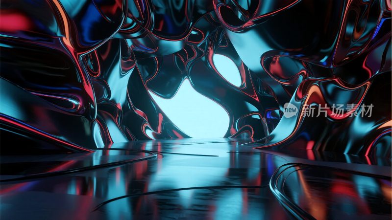 未来感金属流体艺术空间