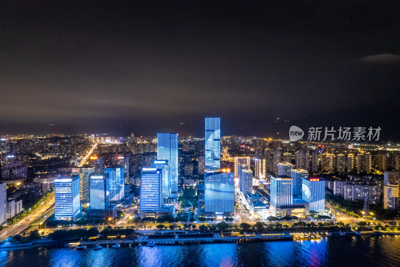 福建福州城市夜景灯光航拍图