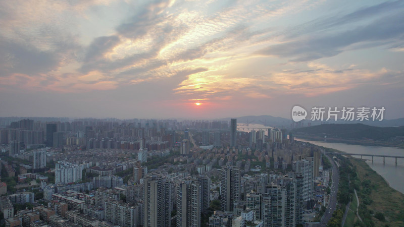 航拍湖南株洲大景株洲建设