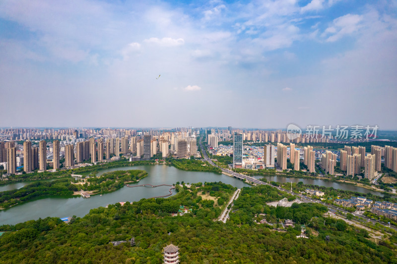 安徽蚌埠城市全景航拍图