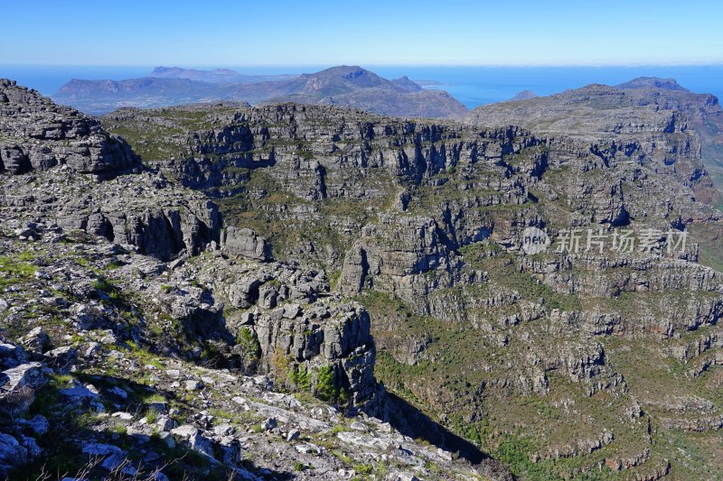 南非桌山Table Mountain，山顶风景，岩石